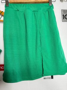 Co-ord Green Ribbed Crop Top &amp; Skirt Set