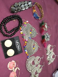 Oxidised Jhumkas Bracelet Combo Offer