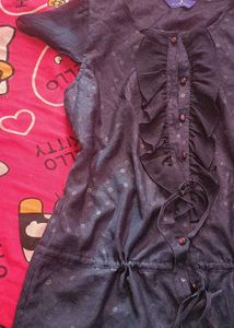 New Cute Navy polka dot  Ruffle Top