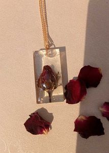 Resin Rosebud Pendant Necklace