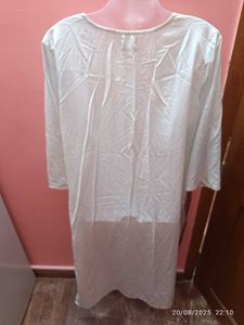 Xxl Branded Elegant White Printed Kurta