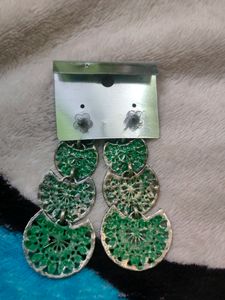 Green Jhumka Earrings