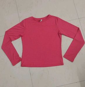 HOT PINK FULL SLEEVES FITTED TOP.