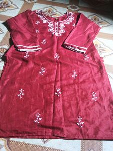 Maroon Embroidered Kurti