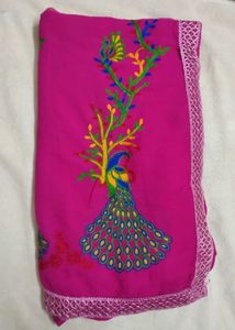 Pink Embroidered Saree