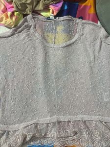 Lace Trim Knit Top
