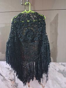 handmade Boho Crochet Fringe poncho