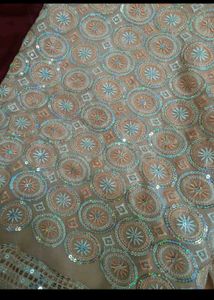 Embroidered Peach Saree