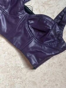 ZARA FAUX LEATHER BUSTIER TOP💜🟪🟣