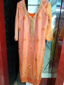 Peach Embroidered Kurta Set