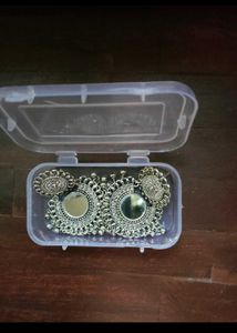 Silver Look Alike Mirror Earrings. Box Included
