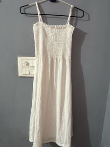 H&amp;m White Smoked Dress
