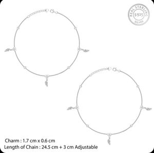 Giva 925 Real Silver Zircon Leaf Anklet(1 Piece)