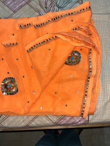 Orange Embellished Saree