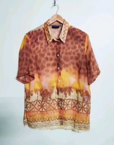 Light Brown Printed Shirt Size-44