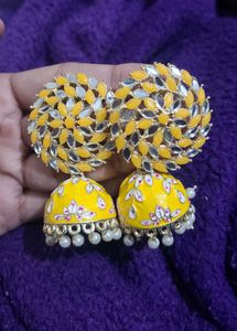 Yellow Jhumka Earrings
