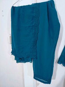 Teal Embroidered Kurta Set