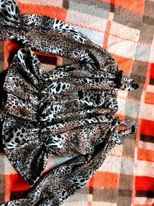Leopard Print Cold Shoulder Top
