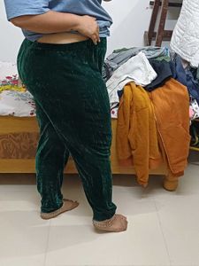 Green Velvet Plussize Pants