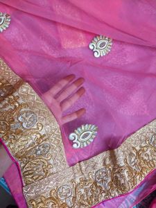 Pink Half Net Saree