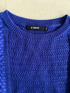 Blue Textured Knit Sweater
