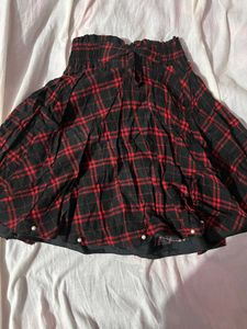 Red Plaid Mini Skirt