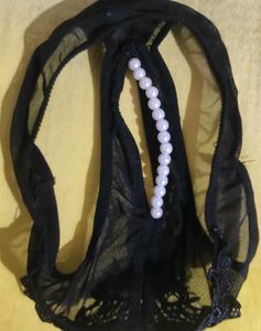 Black Lace Pearl Accent Panties