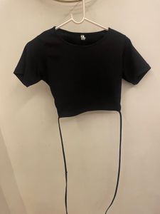 Black Crop Top with Ties