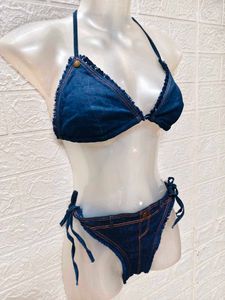 Fresh Unused 3 Piece Denim Bikini Set