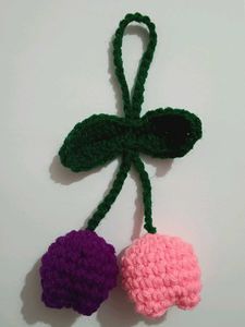 Crochet Two Tulip Charm Keychain