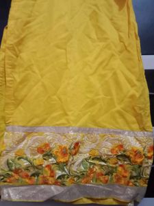 Beautiful Yellow Kurta Set With Dupatta Patch Work