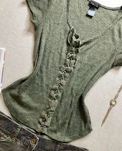 Rockstar Y2k Steampunk Tie Up Top
