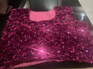 Magenta Sequin Velvet Readymade Blouse