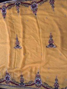Mustard Yellow Embroidered Saree With Blouse