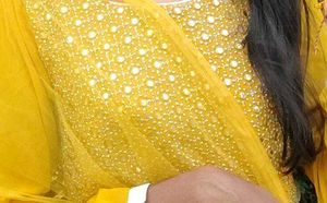 Yellow Embellished Anarkali Dress