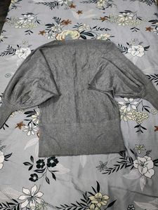 Gray Balloon Sleeve Sweater