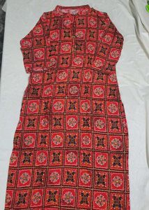 Red Printed Kurta