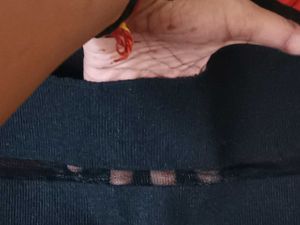 Ribbed Black Top With Net Detailing On Bust
