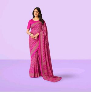 Daily Wear Pink Printed Saree