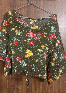 Floral Olive Green Top