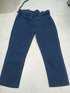 Paper Bag Waist Denim Pants
