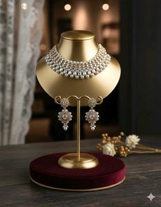 Elegant Pearl Jewelry Set With Earings & Mangtika