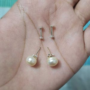 Pearl Earring,Sterling Silver pushback&amp; Star s