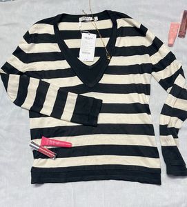 polka dot Striped V-Neck Top