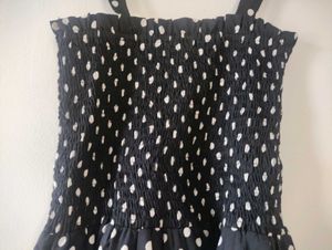 Polka Print Dress For Women, Black