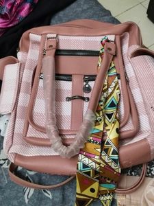 Pink Checked Satchel Bag
