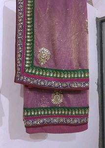 Elegant Pink Embellished Saree