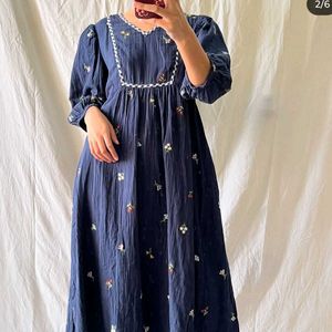 Embroided Blue Dress