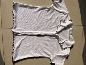 White Ruffle Trim Top