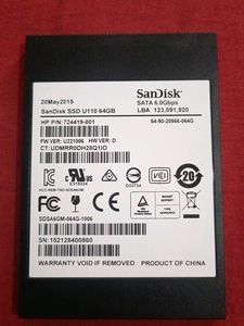 Sandisk  U110 64GB 2.5&#34; 7mm Sata SSD Drive